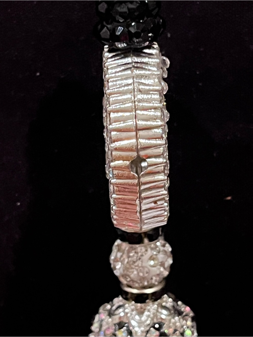 Designer inspired sliver rhinestone encrusted monogram focal fancy beaded pen - Picture 8 of 10